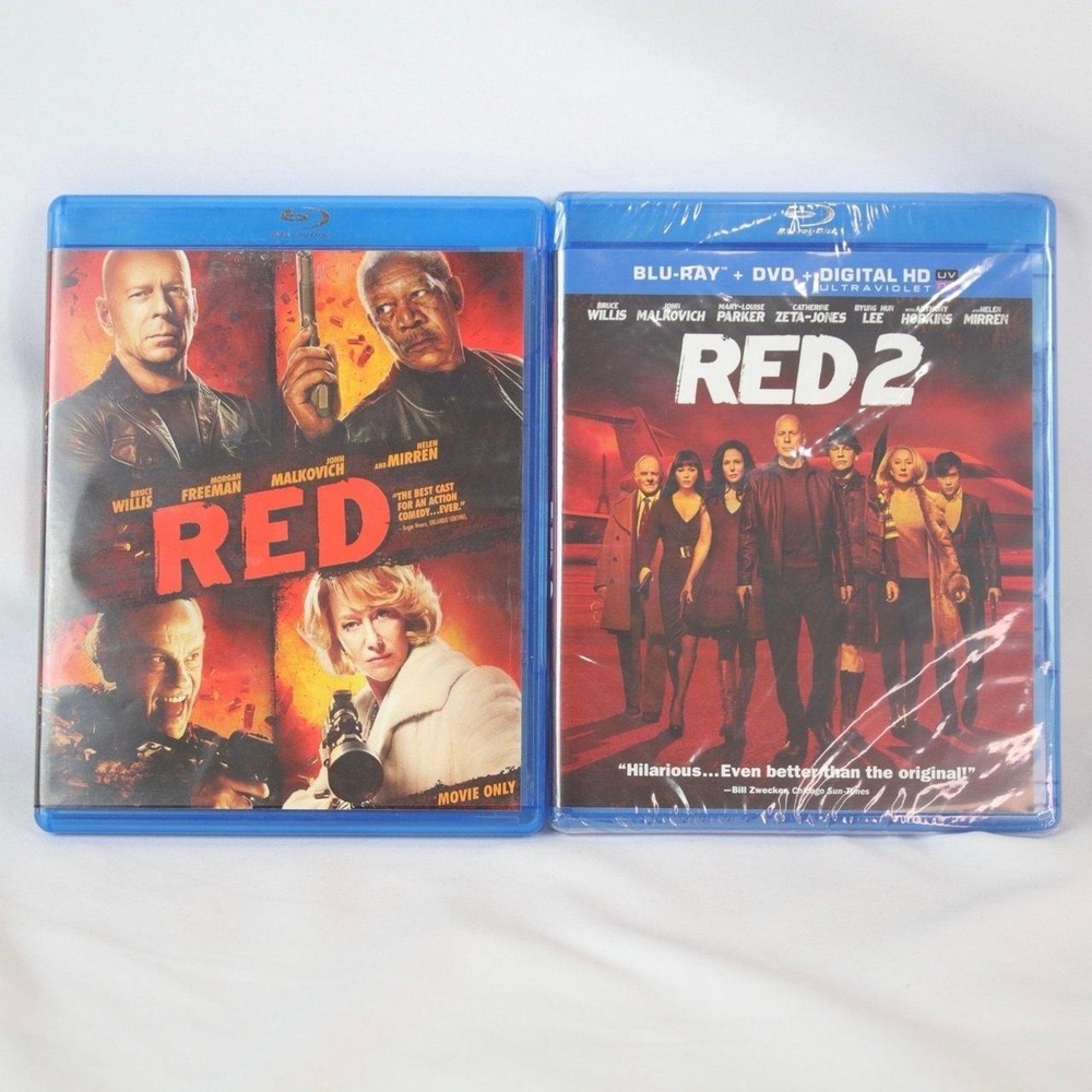 RED & RED 2 Blu-Ray DVD Movie Bundle